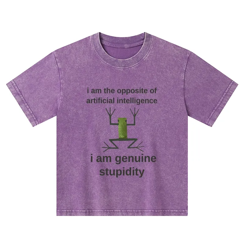 Tokyo-Tiger Genuine Stupidity Frog Meme Kids Washed T-Shirt