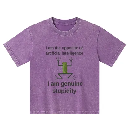 Tokyo-Tiger Genuine Stupidity Frog Meme Kids Washed T-Shirt
