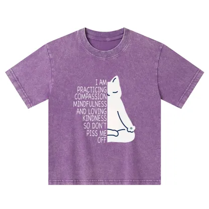 Tokyo-Tiger Calm Black Cat With Anger Issues Kids Washed T-Shirt