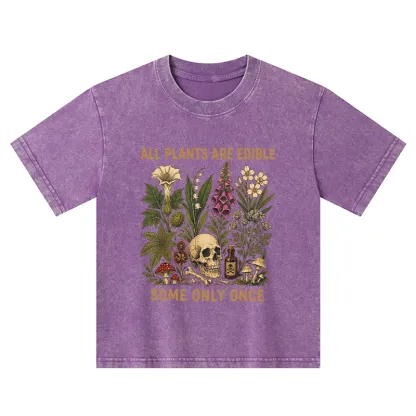 Tokyo-Tiger Edible Plants Some Only Once Joke Kids Washed T-Shirt