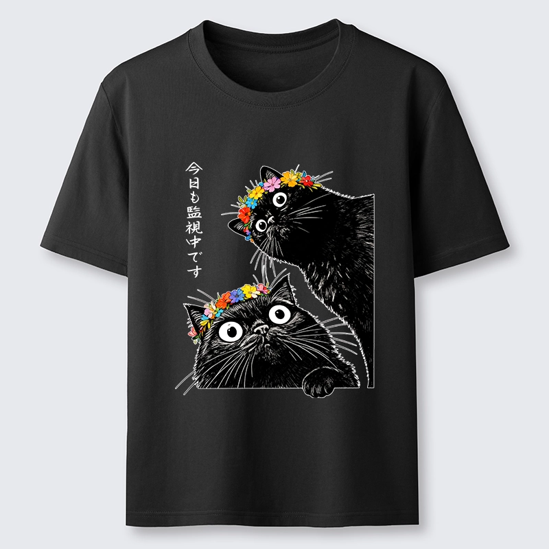Tokyo-Tiger Flower Crown Black Cat Classic T-Shirt