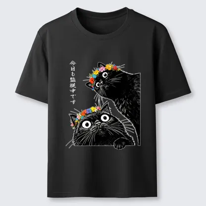 Tokyo-Tiger Flower Crown Black Cat Classic T-Shirt