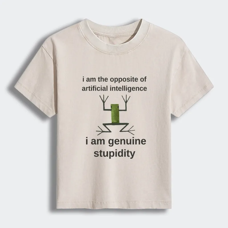 Tokyo-Tiger Genuine Stupidity Frog Meme Women's Washed T-shirt Sale