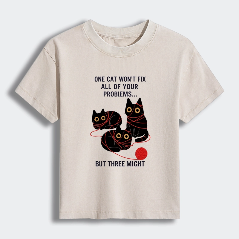Tokyo-Tiger Three Cats Fix All Problems Women's Washed T-shirt