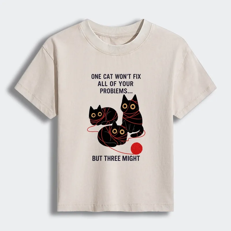 Tokyo-Tiger Three Cats Fix All Problems Women's Washed T-shirt Sale