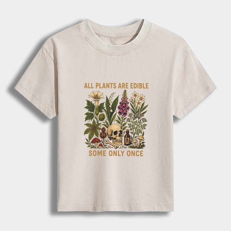 Tokyo-Tiger Edible Plants Some Only Once Joke Women's Washed T-shirt
