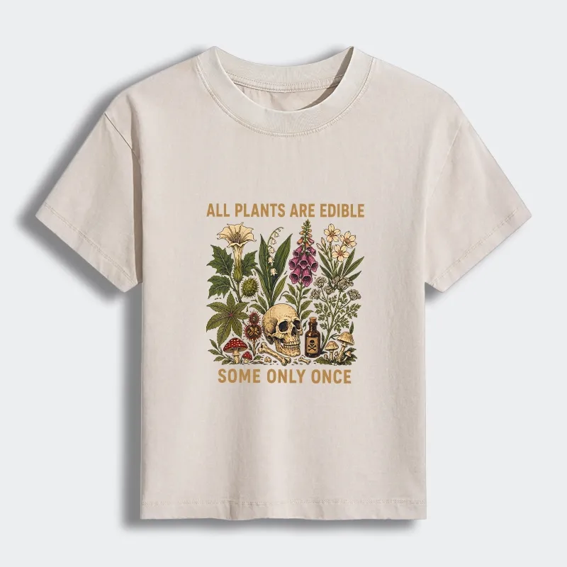 Tokyo-Tiger Edible Plants Some Only Once Joke Women's Washed T-shirt