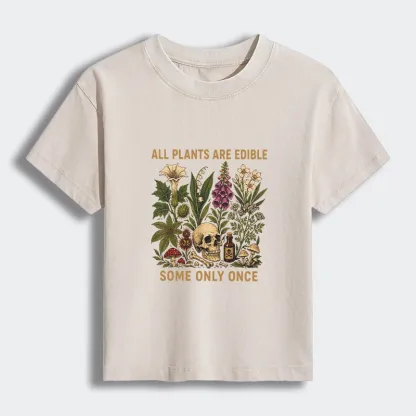 Tokyo-Tiger Edible Plants Some Only Once Joke Women's Washed T-shirt