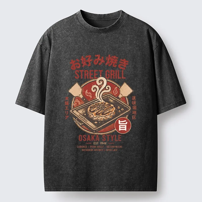Tokyo-Tiger Classic Japanese Savory Pancake Food Washed T-Shirt