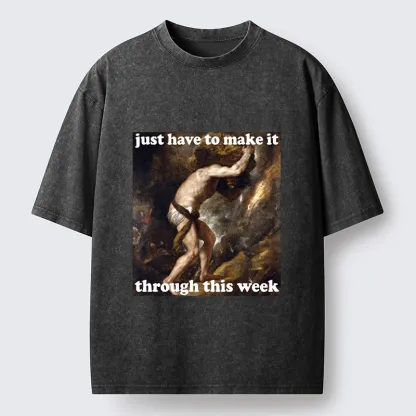 Tokyo-Tiger Sisyphus Struggles Through Busy Week Washed T-Shirt