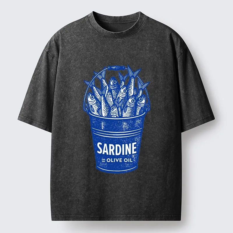 Tokyo-Tiger Vintage Bucket Full Of Fresh Sardines Washed T-Shirt