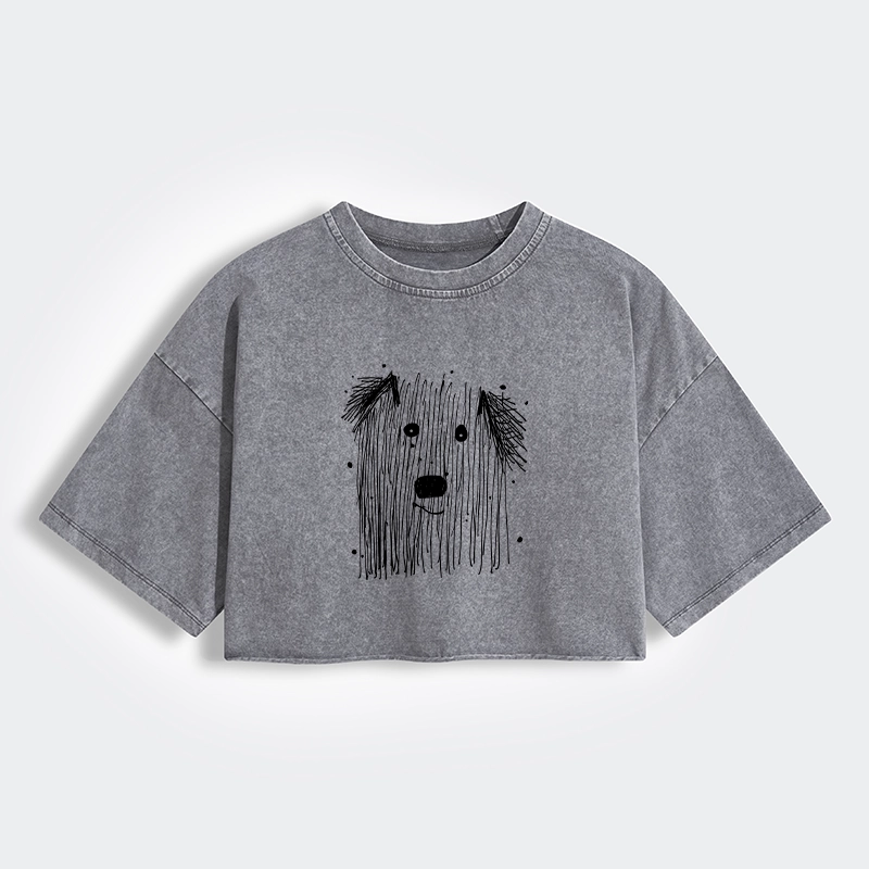 Tokyo-Tiger Fluffy Chaos In Dog Form Women's Washed Crop T-Shirt
