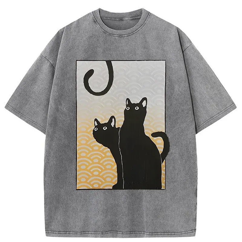 Tokyo-Tiger Three Black Cats Washed T-Shirt
