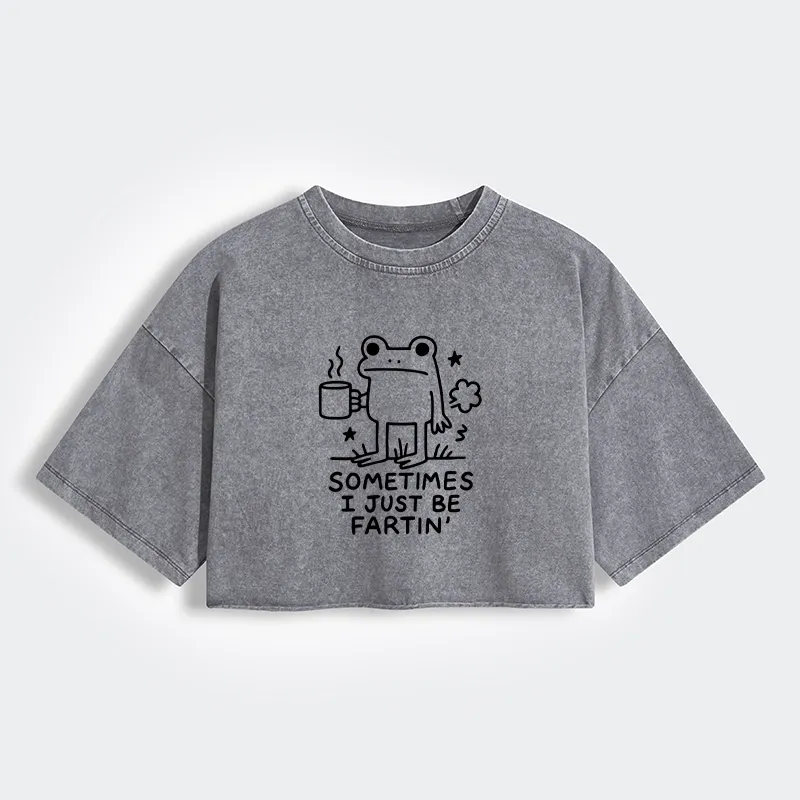 Tokyo-Tiger Sometimes A Frog Just Needs To Fart Women's Washed Crop T-Shirt