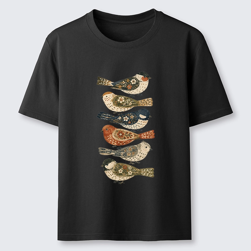 Tokyo-Tiger Colorful Folk Birds In Earthy Tones Classic T-Shirt