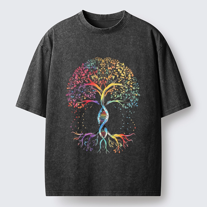 Tokyo-Tiger Watercolor Pride Tree Artwork Washed T-Shirt