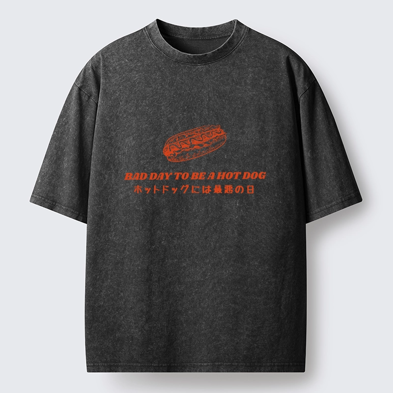 Tokyo-Tiger Vintage Hot Dog Humor Washed T-Shirt