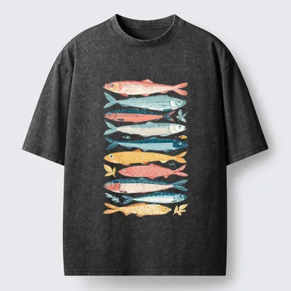 Tokyo-Tiger Beautiful Colorful Fish In The Sea Washed T-Shirt