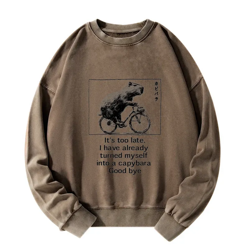 Tokyo-Tiger Funny Capybara Riding A Bicycle Washed Sweatshirt