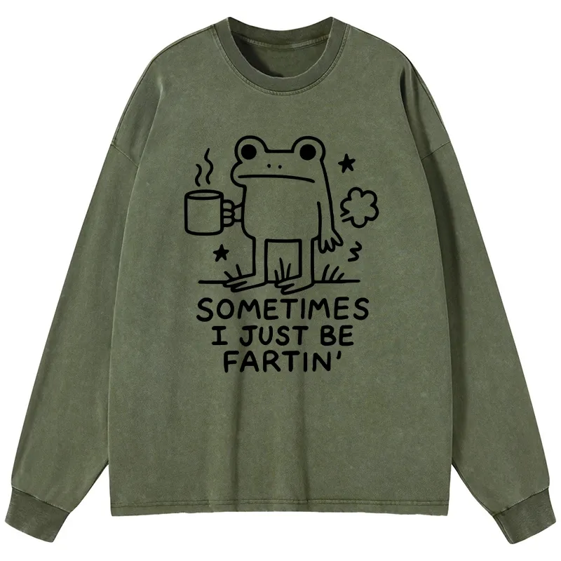 Tokyo-Tiger Sometimes A Frog Just Needs To Fart Washed Long Sleeve T-Shirt Sale