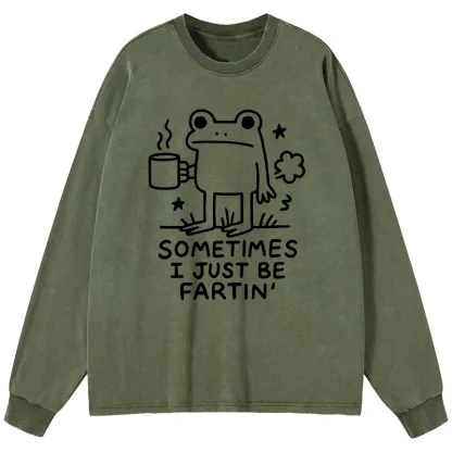 Tokyo-Tiger Sometimes A Frog Just Needs To Fart Washed Long Sleeve T-Shirt