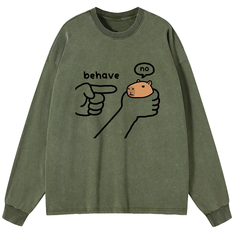 Tokyo-Tiger Dishonest Capybara Washed Long Sleeve T-Shirt