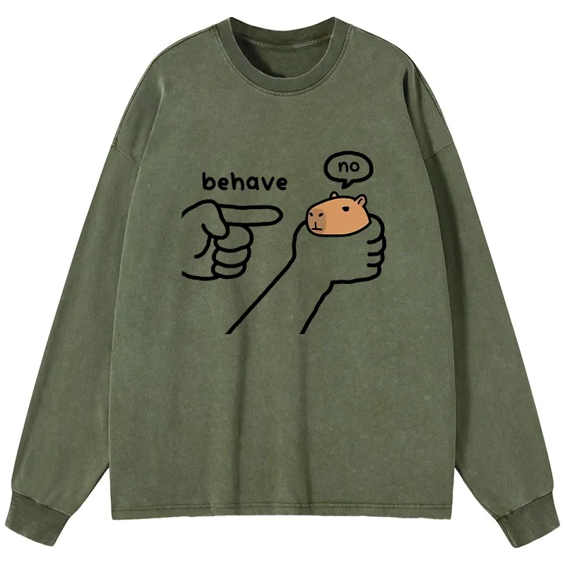 Tokyo-Tiger Dishonest Capybara Washed Long Sleeve T-Shirt Sale