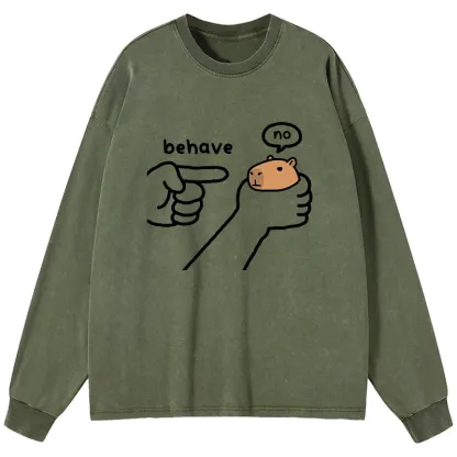 Tokyo-Tiger Dishonest Capybara Washed Long Sleeve T-Shirt