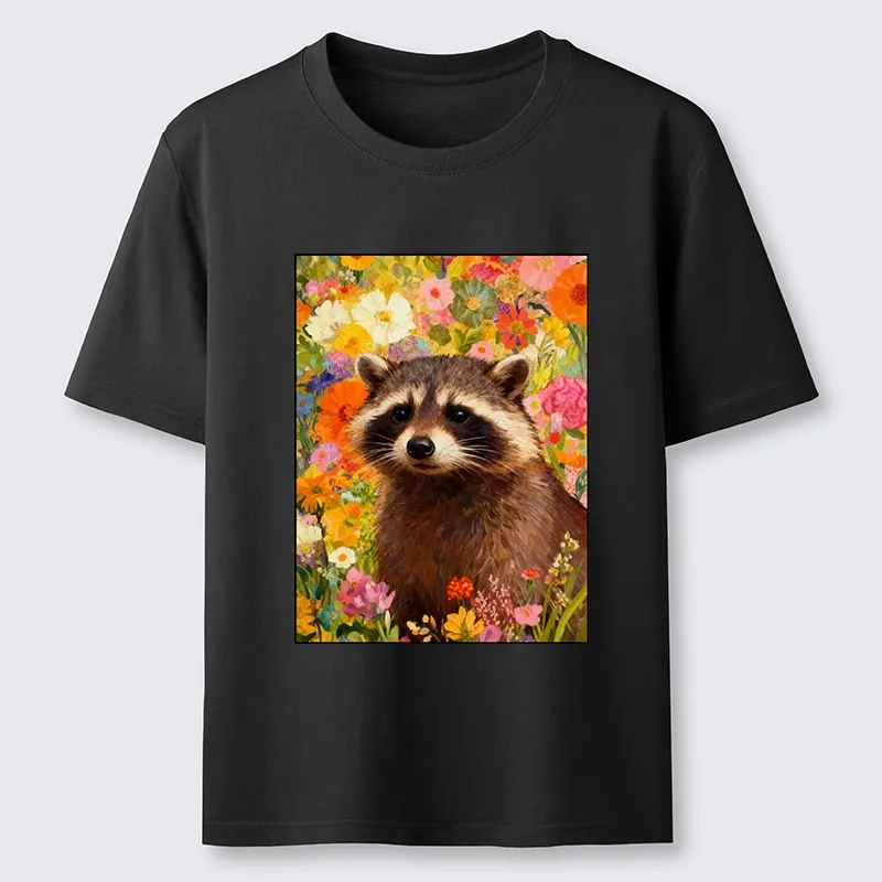 Tokyo-Tiger Raccoon Among Bright Flowers Classic T-Shirt
