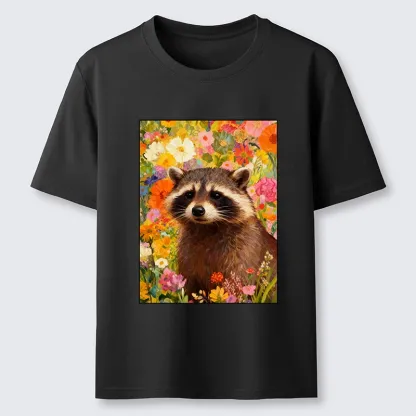 Tokyo-Tiger Raccoon Among Bright Flowers Classic T-Shirt