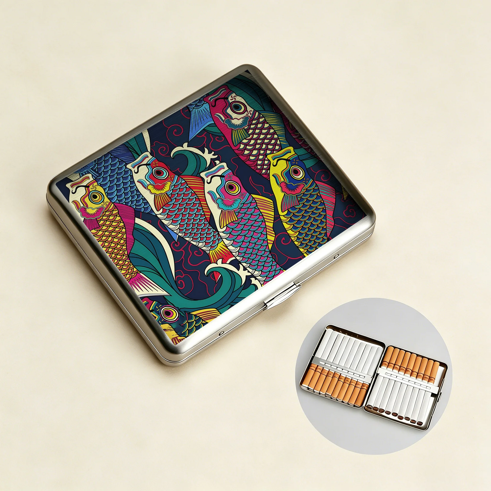 Tokyo-Tiger Colorful Japanese Koinobori Cigarette Case
