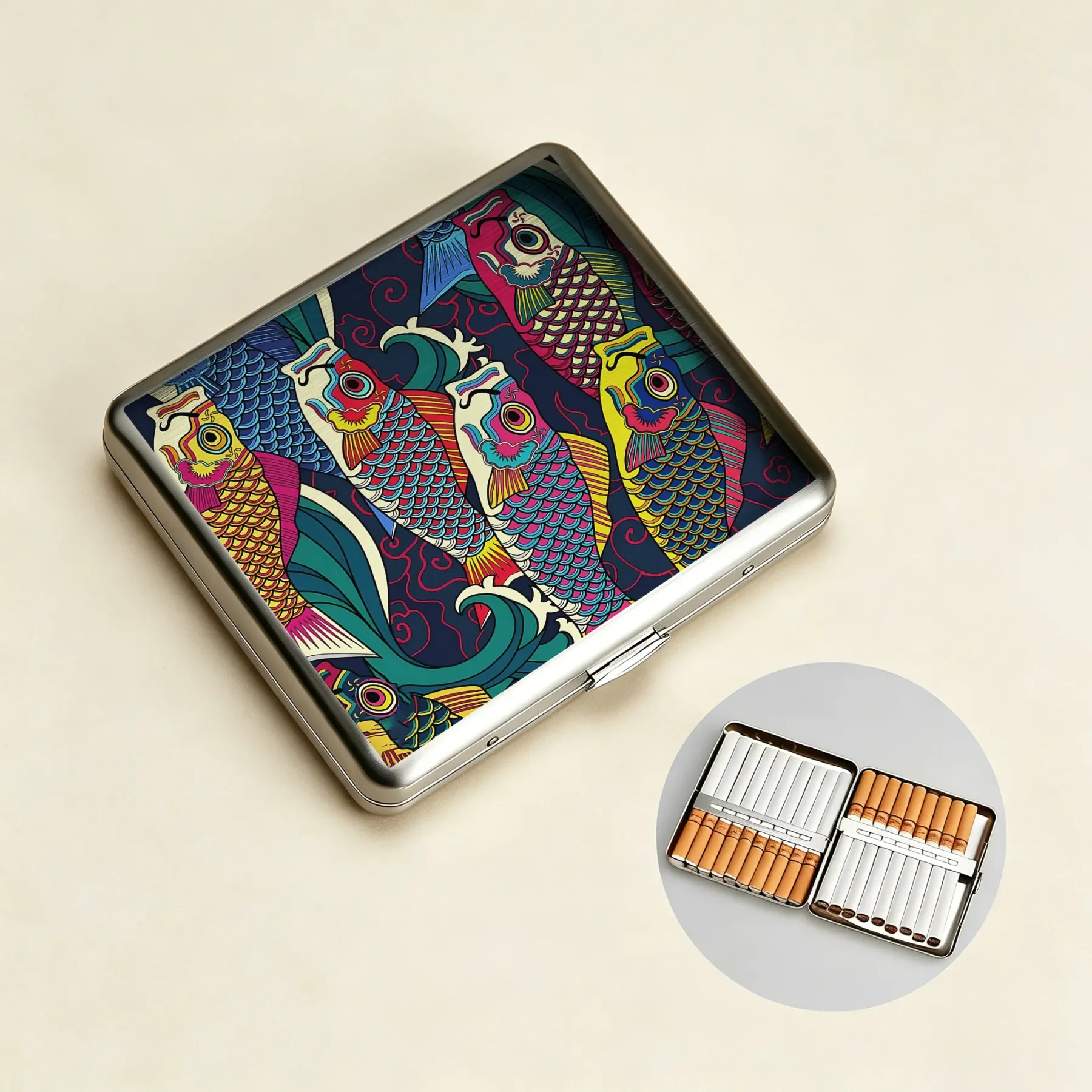 Tokyo-Tiger Colorful Japanese Koinobori Cigarette Case