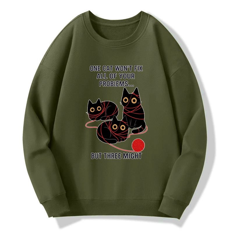 Tokyo-Tiger Three Cats Fix All Problems Classic Sweatshirt