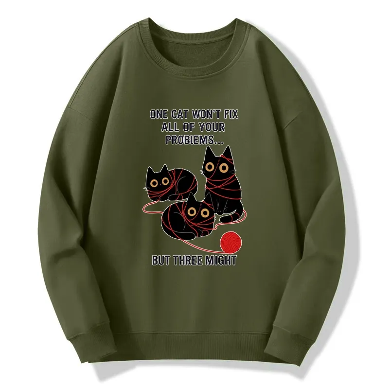 Tokyo-Tiger Three Cats Fix All Problems Classic Sweatshirt