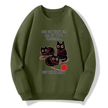 Tokyo-Tiger Three Cats Fix All Problems Classic Sweatshirt