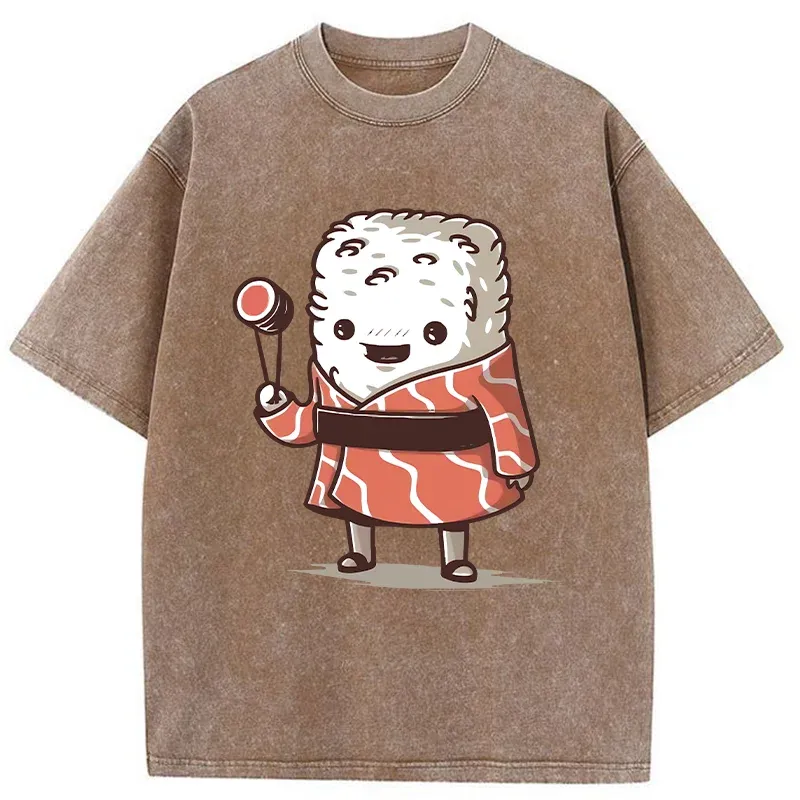 Tokyo-Tiger Delicious And Funny Sushi Washed T-Shirt