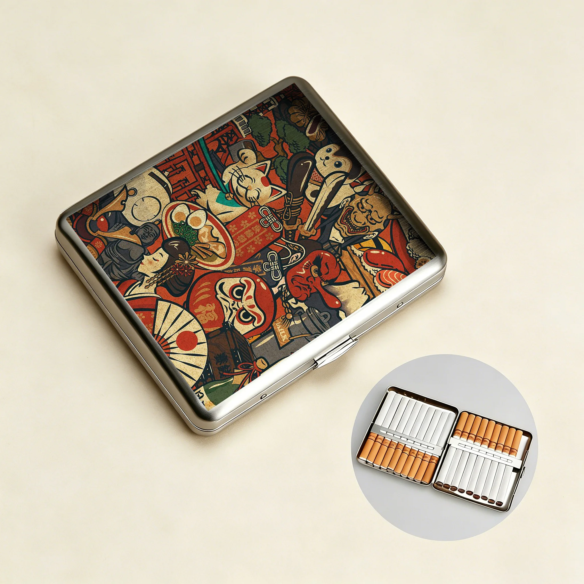 Tokyo-Tiger Japanese Traditional Elements Cigarette Case