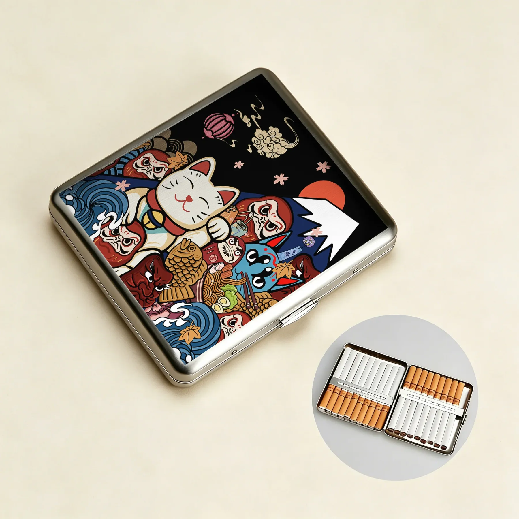 Tokyo-Tiger Traditional Japanese Elements Cigarette Case