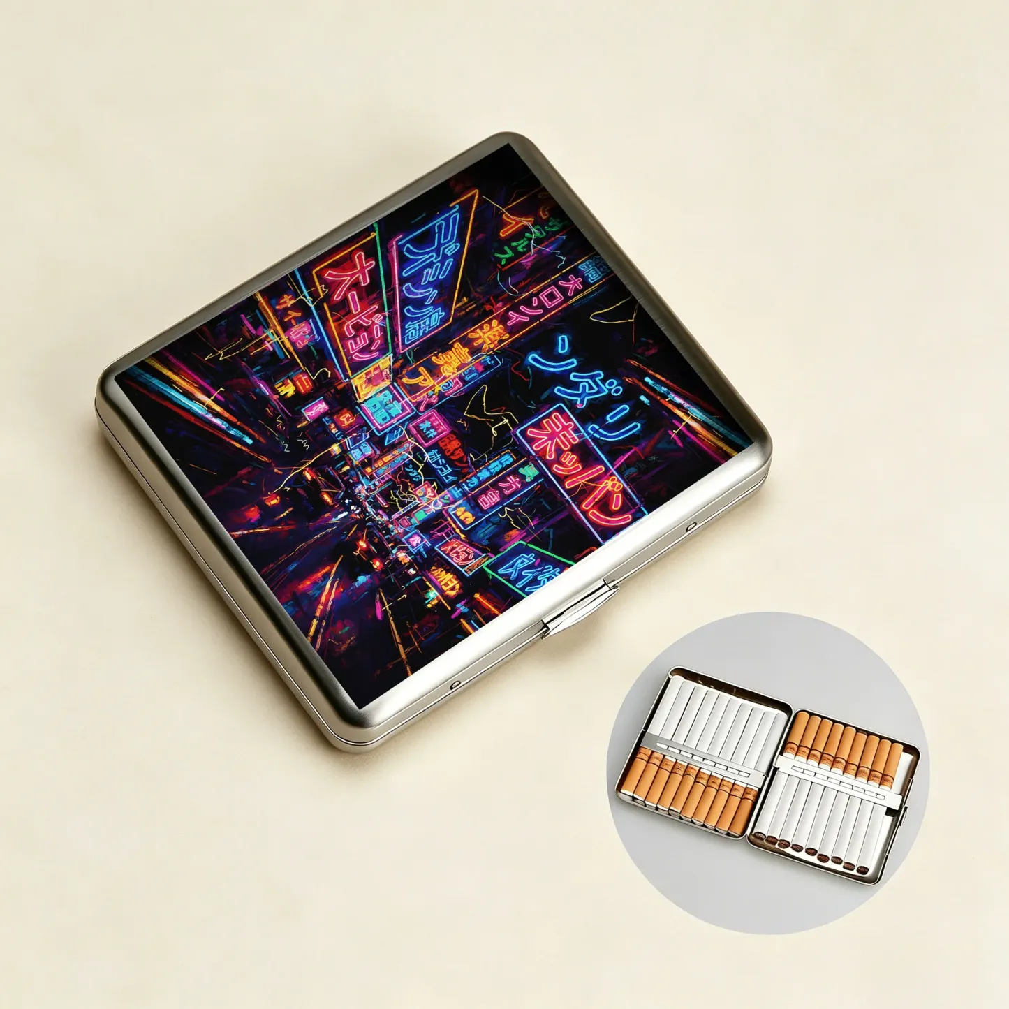 Tokyo-Tiger Tokyo Street Scene Cigarette Case