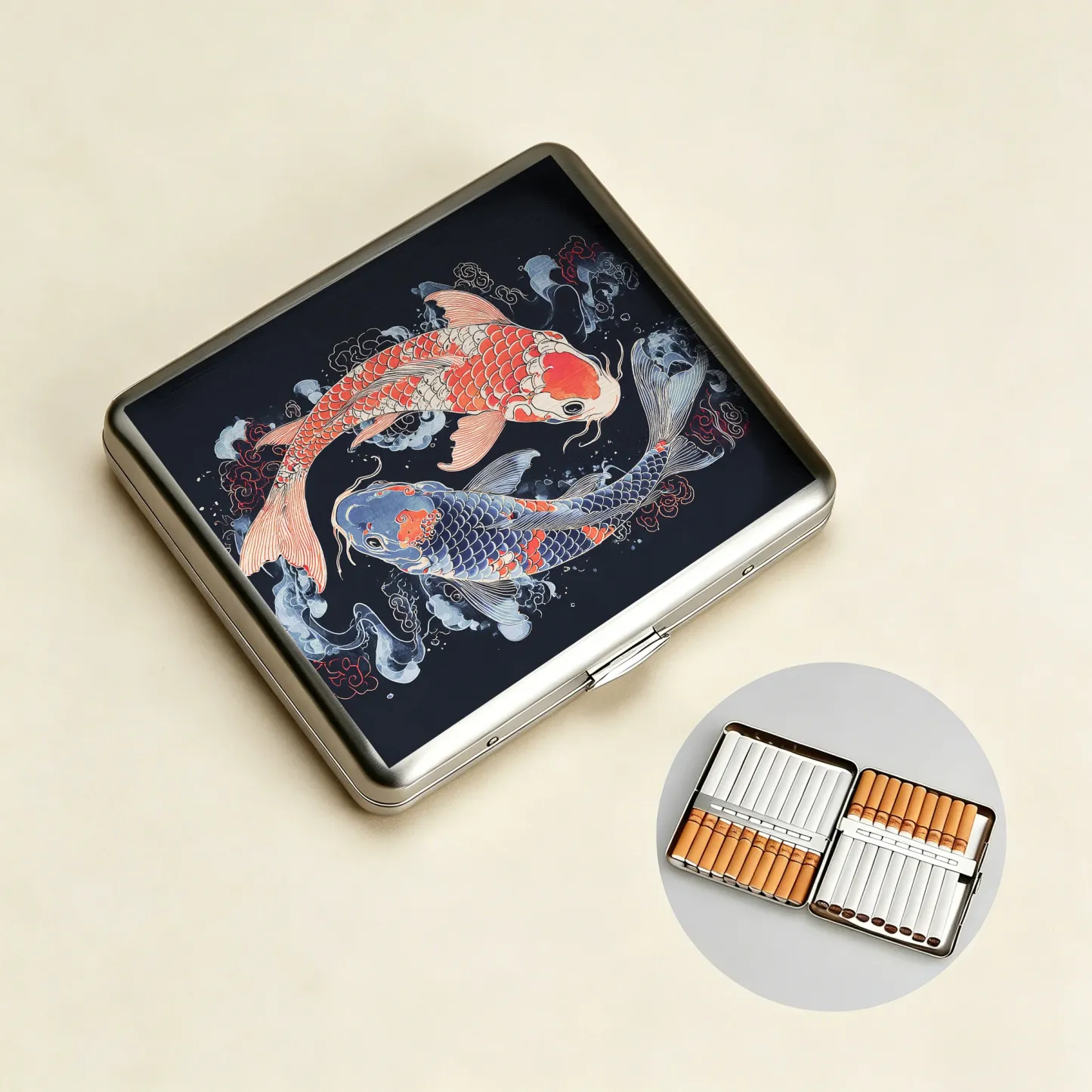 Tokyo-Tiger Two Koi Carps Cigarette Case