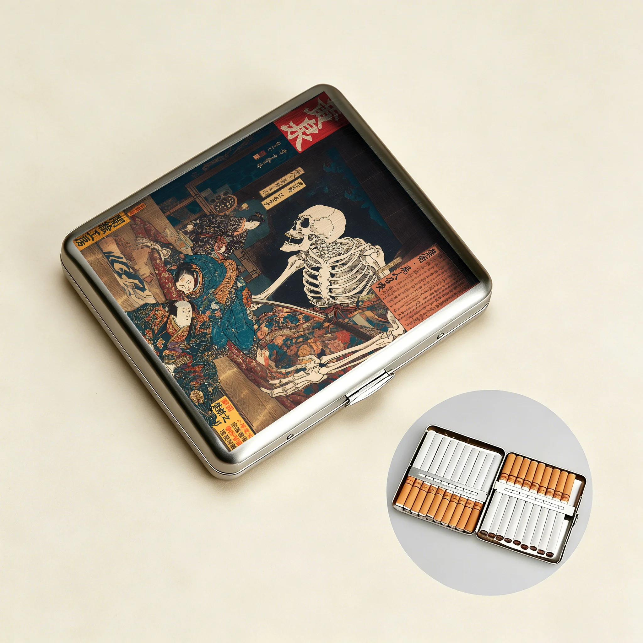 Tokyo-Tiger Ukiyoe Skeleton Yokai Cigarette Case