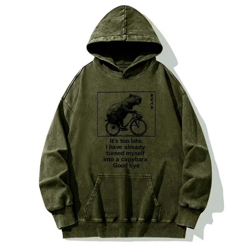 Tokyo-Tiger Funny Capybara Riding A Bicycle Washed Hoodie
