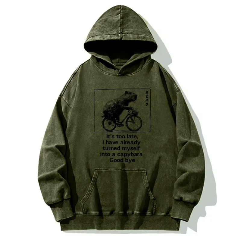 Tokyo-Tiger Funny Capybara Riding A Bicycle Washed Hoodie