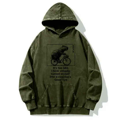 Tokyo-Tiger Funny Capybara Riding A Bicycle Washed Hoodie