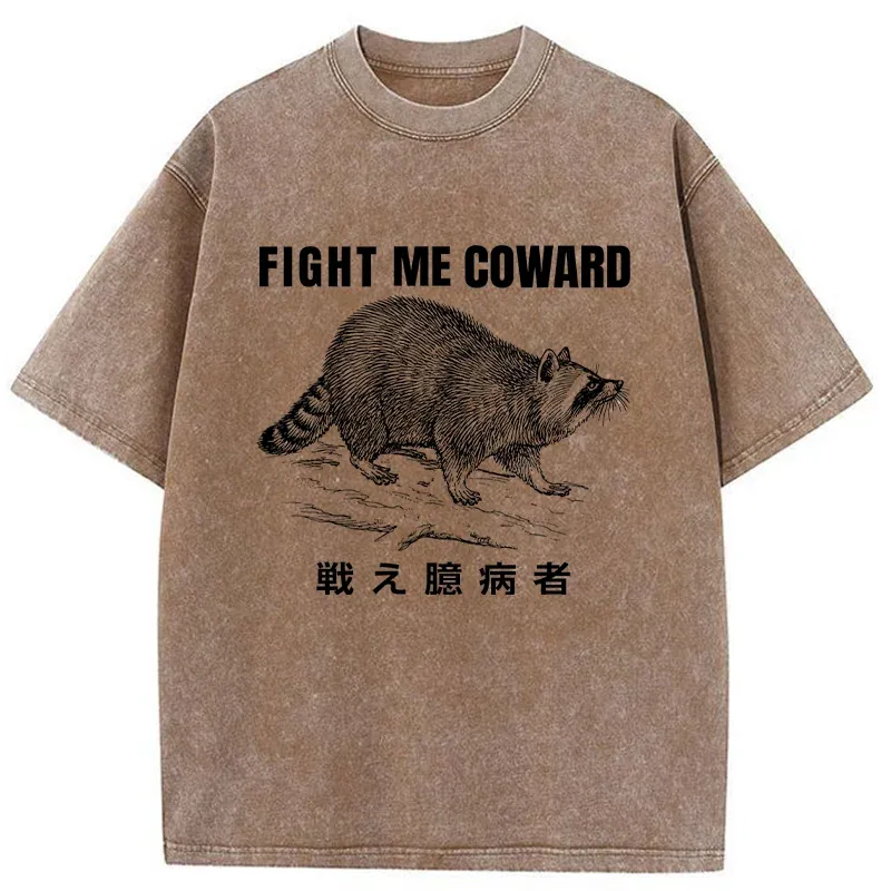 Tokyo-Tiger Fight Raccoon Japanese Washed T-Shirt