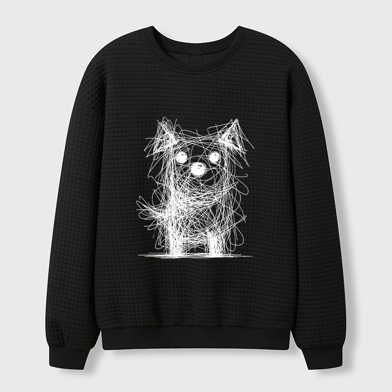 Tokyo-Tiger Scruffy Dog Chaos Art Waffle Sweatshirt
