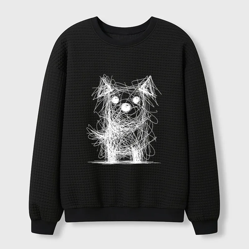 Tokyo-Tiger Scruffy Dog Chaos Art Waffle Sweatshirt