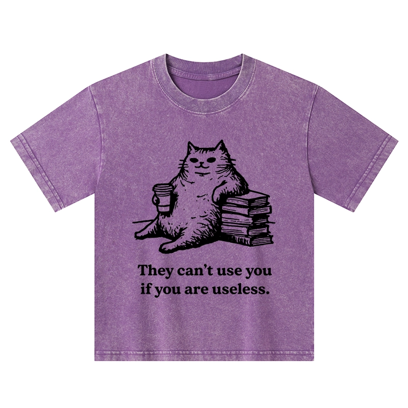 Tokyo-Tiger Cat Proving Uselessness Is A Superpower Kids Washed T-Shirt