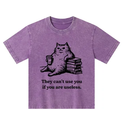 Tokyo-Tiger Cat Proving Uselessness Is A Superpower Kids Washed T-Shirt