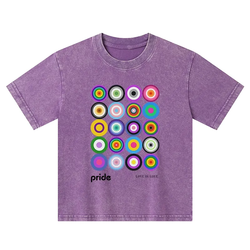 Tokyo-Tiger Every Circle Glows With Inclusive Love Kids Washed T-Shirt